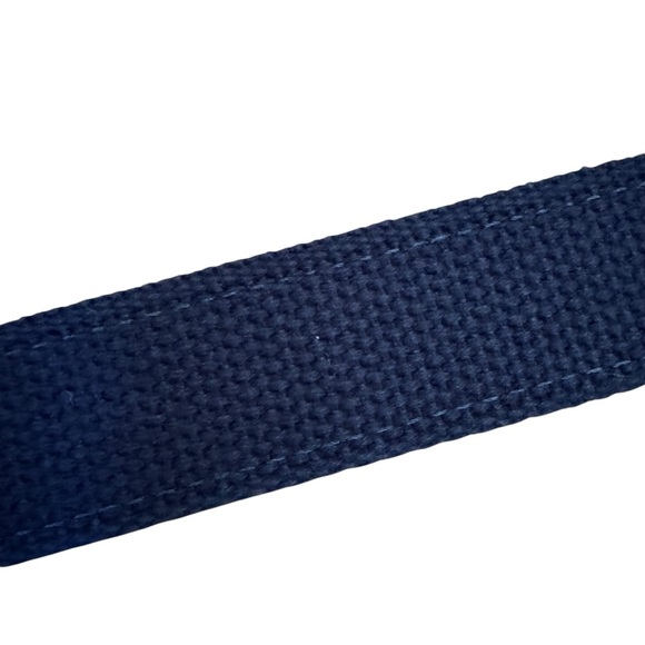 Leather Man Embroidered Lacrosse Belt Brass Buckle Leather Trim Navy Size 30 - Picture 3 of 10